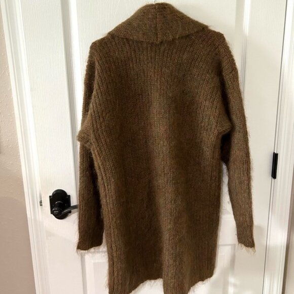 Chunky Brown Multicolor Mohair Cabin Cozy Cardigan Sweater Sz L - Picture 3 of 5